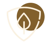Shield with a leaf icon representing natural dental care