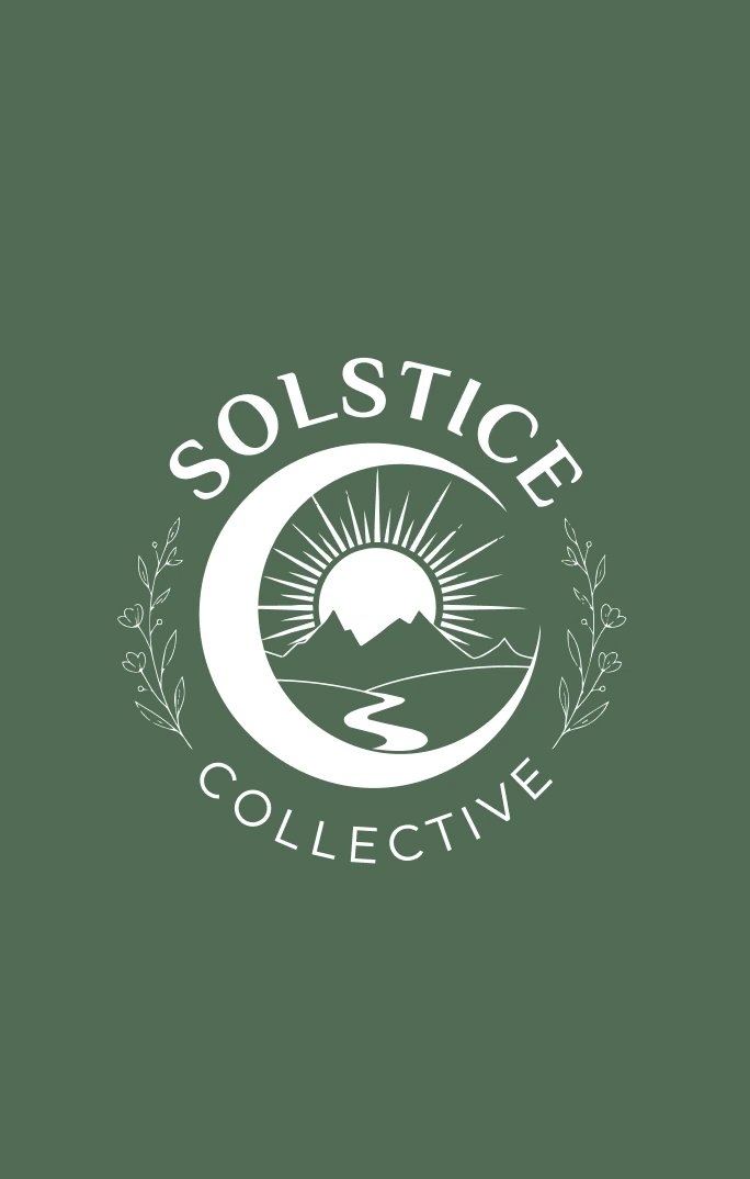 Solstice Collective logo on green background